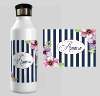 Floral Navy stripes